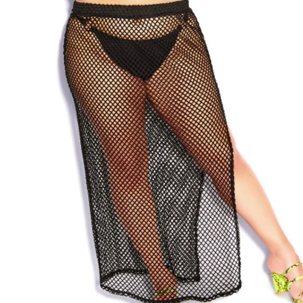 City Chic fishnet maxi skirt / swim cover up NWT